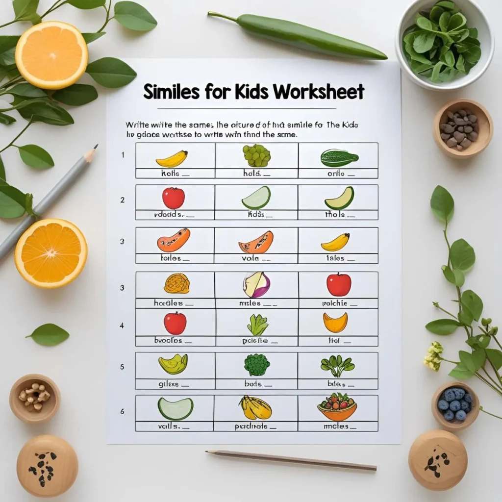 Similes for Kids Worksheet: Fun with Figurative Language 🌈